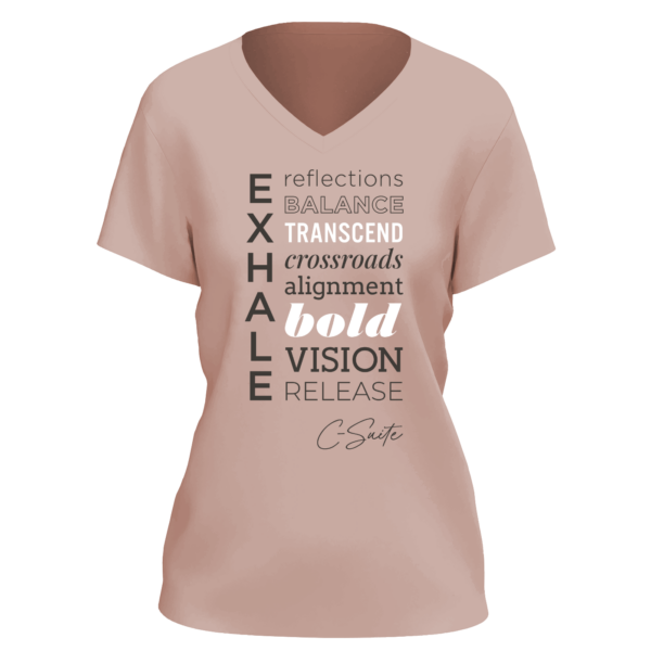 Desert Pink Ladies V-Neck Exhale C-Suite T-Shirt